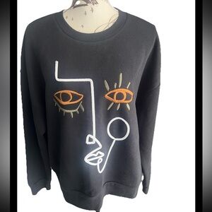 Zara Black Crew Neck Sweatshirt Women’s Size Large